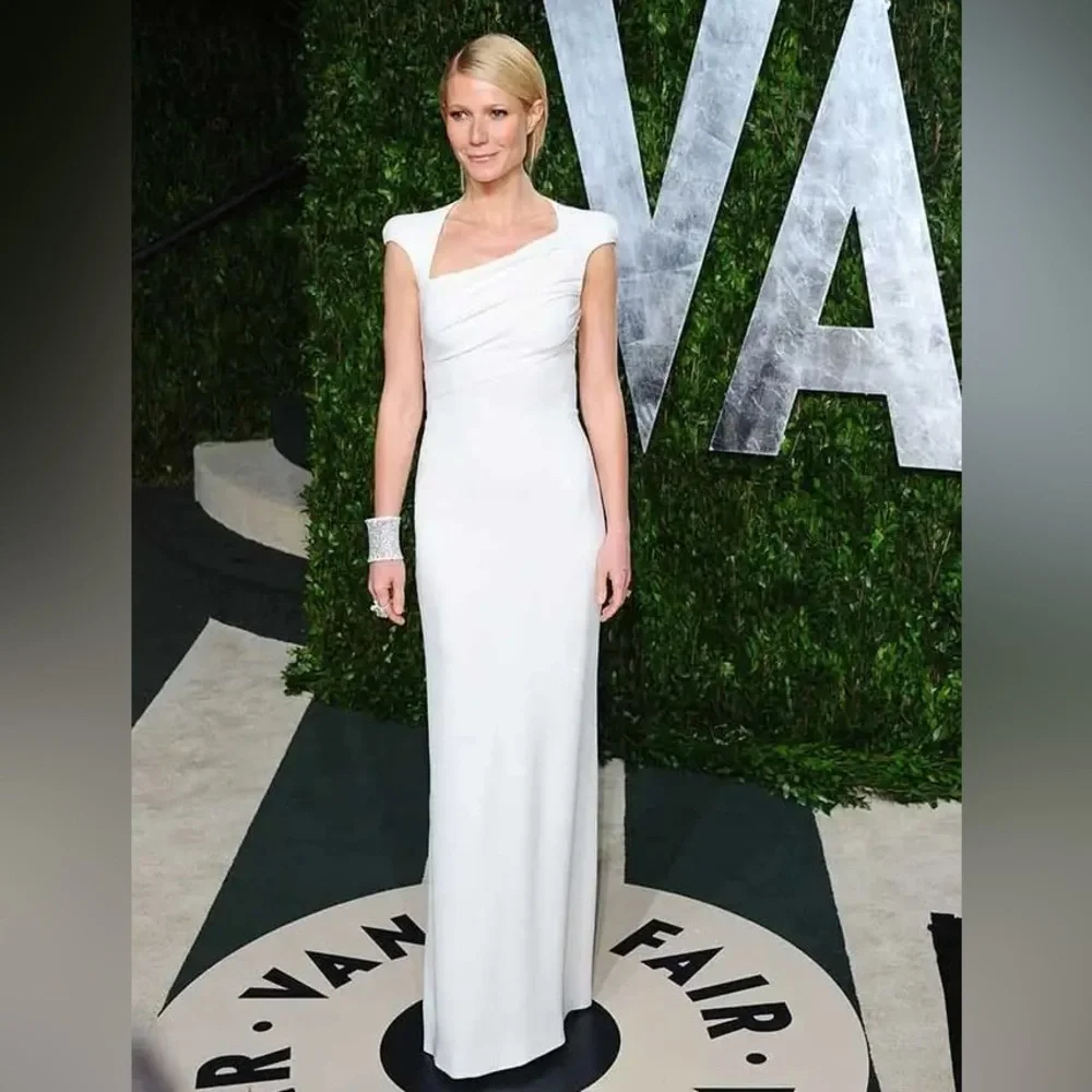 ✨ Iconic TOM FORD Gwnyeth Paltrow Oscar Ivory Silk Gown / Asymmetrical neck ✨ - Picture 2 of 8